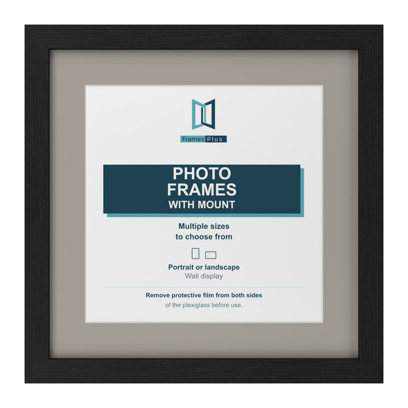 Black picture frame with a Dawn Grey mount