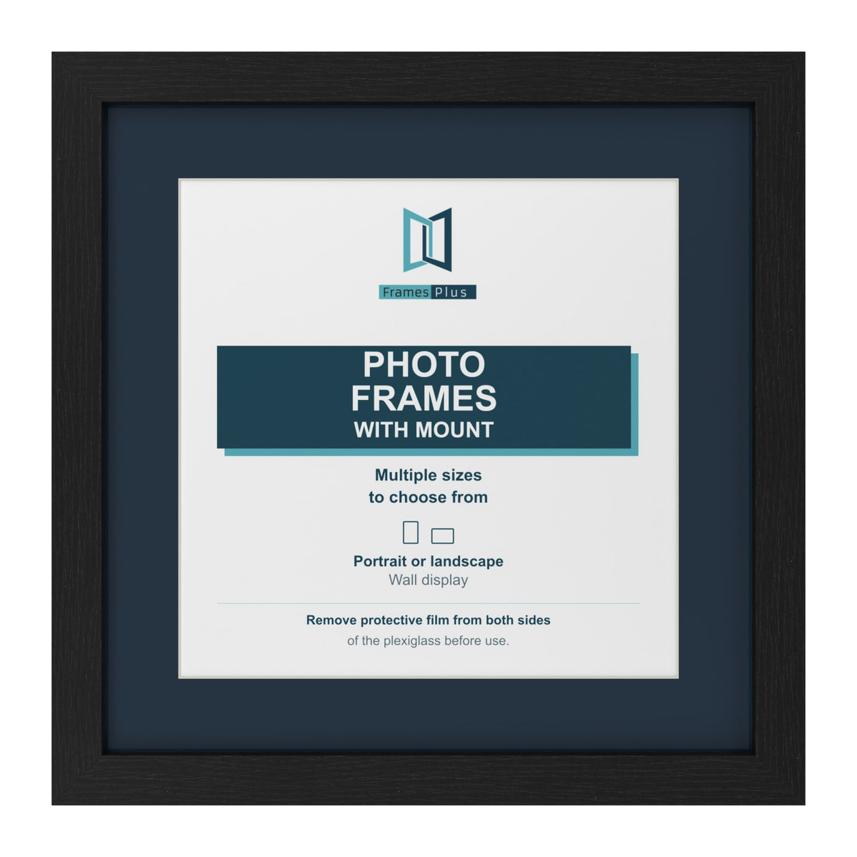 Black picture frame with a Pacific Blue mount