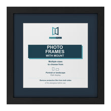 Black picture frame with a Pacific Blue mount