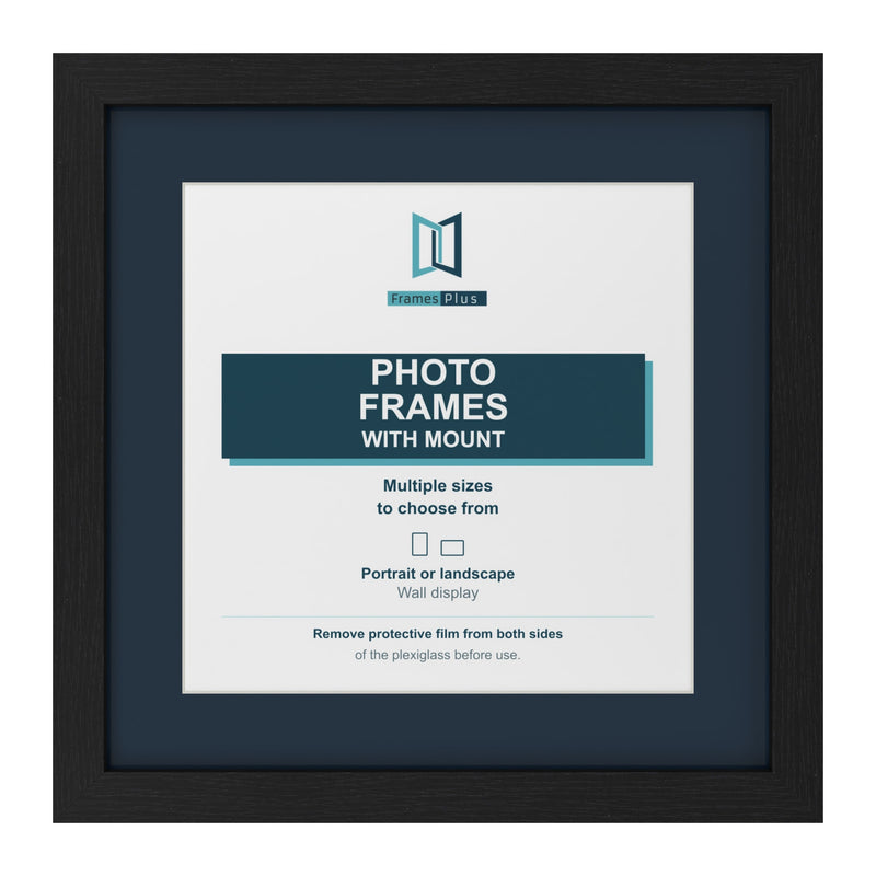 Black picture frame with a Pacific Blue mount