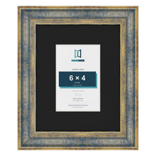 Cassis Blue 10 x 8 inch picture frame with a black mount for a 6 x 4 inch photo