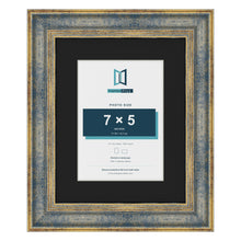 Cassis Blue 10 x 8 inch picture frame with a black mount for a 7 x 5 inch photo