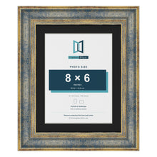 Cassis Blue 10 x 8 inch picture frame with a black mount for an 8 x 6 inch photo