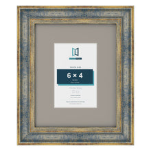 Cassis Blue 10 x 8 inch picture frame with a dawn grey mount for a 6 x 4 inch photo