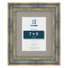 Cassis Blue 10 x 8 inch picture frame with a dawn grey mount for a 7 x 5 inch photo