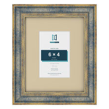 Cassis Blue 10 x 8 inch picture frame with an ivory mount for a 6 x 4 inch photo