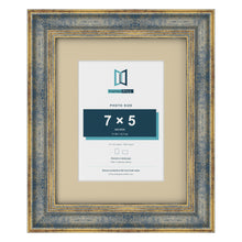 Cassis Blue 10 x 8 inch picture frame with an ivory mount for a 7 x 5 inch photo