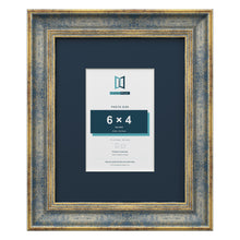 Cassis Blue 10 x 8 inch picture frame with a pacific blue mount for a 6 x 4 inch photo