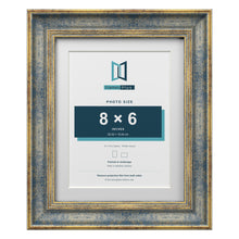 Cassis Blue 10 x 8 inch picture frame with a white mount for an 8 x 6 inch photo