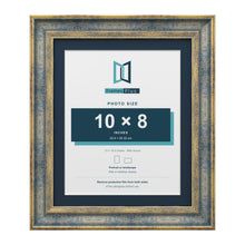 Cassis Blue 12 x 10 inch picture frame with a pacific blue mount for a 10 x 8 inch photo