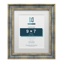 Cassis Blue 12 x 10 inch picture frame with a white mount for a 9 x 7 inch photo