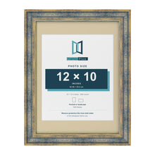 Cassis Blue 16 x 12 inch picture frame with an ivory mount for a 12 x 10 inch photo