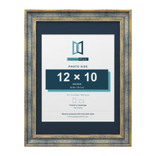 Cassis Blue 16 x 12 inch picture frame with a pacific blue mount for a 12 x 10 inch photo