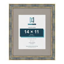 Cassis Blue 20 x 16 inch picture frame with a dawn grey mount for a 14 x 11 inch photo