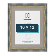 Cassis Blue 20 x 16 inch picture frame with a dawn grey mount for a 16 x 12 inch photo