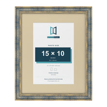 Cassis Blue 20 x 16 inch picture frame with an ivory mount for a 15 x 10 inch photo