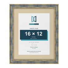 Cassis Blue 20 x 16 inch picture frame with an ivory mount for a 16 x 12 inch photo