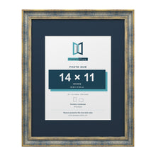 Cassis Blue 20 x 16 inch picture frame with a pacific blue mount for a 14 x 11 inch photo