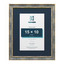 Cassis Blue 20 x 16 inch picture frame with a pacific blue mount for a 15 x 10 inch photo