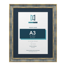 Cassis Blue 20 x 16 inch picture frame with a pacific blue mount for an A3 photo