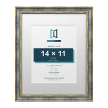 Cassis Blue 20 x 16 inch picture frame with a white mount for a 14 x 11 inch photo