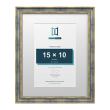 Cassis Blue 20 x 16 inch picture frame with a white mount for a 15 x 10 inch photo