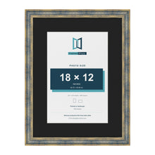 Cassis Blue 24 x 18 inch picture frame with a black mount for an 18 x 12 inch photo
