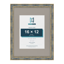 Cassis Blue 24 x 18 inch picture frame with a dawn grey mount for a 16 x 12 inch photo