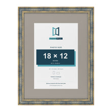 Cassis Blue 24 x 18 inch picture frame with a dawn grey mount for an 18 x 12 inch photo