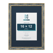 Cassis Blue 24 x 18 inch picture frame with a pacific blue mount for a 16 x 12 inch photo