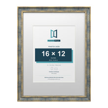 Cassis Blue 24 x 18 inch picture frame with a white mount for a 16 x 12 inch photo