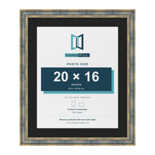 Cassis Blue 24 x 20 inch picture frame with a black mount for a 20 x 16 inch photo
