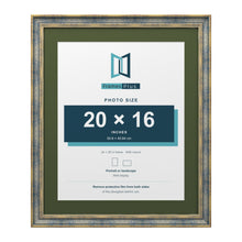 Cassis Blue 24 x 20 inch picture frame with a green mount for a 20 x 16 inch photo