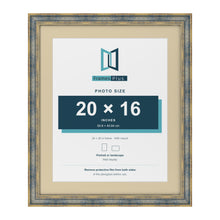 Cassis Blue 24 x 20 inch picture frame with an ivory mount for a 20 x 16 inch photo