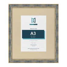 Cassis Blue 24 x 20 inch picture frame with an ivory mount for an A3 photo