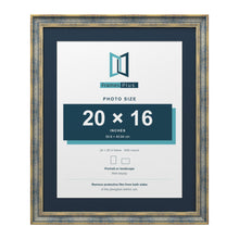 Cassis Blue 24 x 20 inch picture frame with a pacific blue mount for a 20 x 16 inch photo