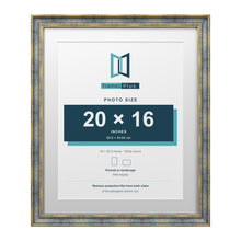 Cassis Blue 24 x 20 inch picture frame with a white mount for a 20 x 16 inch photo