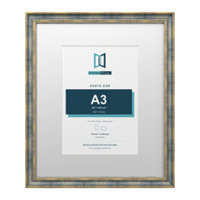 Cassis Blue 24 x 20 inch picture frame with a white mount for an A3 photo