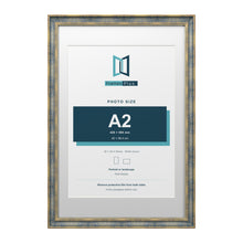Cassis Blue 30 x 20 inch picture frame with a white mount for an A2 photo