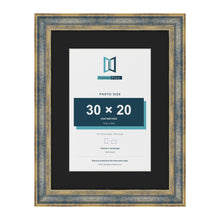 Cassis Blue 40 x 30 cm picture frame with a black mount for a 30 x 20 cm photo
