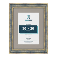 Cassis Blue 40 x 30 cm picture frame with a dawn grey mount for a 30 x 20 cm photo