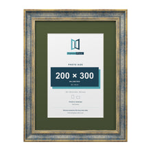 Cassis Blue 40 x 30 cm picture frame with a green mount for a 30 x 20 cm photo