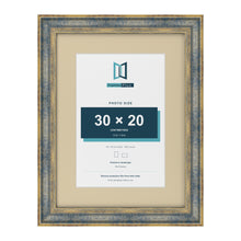 Cassis Blue 40 x 30 cm picture frame with an ivory mount for a 30 x 20 cm photo
