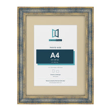Cassis Blue 40 x 30 cm picture frame with an ivory mount for an A4 photo