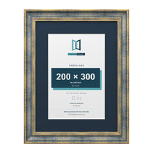 Cassis Blue 40 x 30 cm picture frame with a pacific blue mount for a 30 x 20 cm photo
