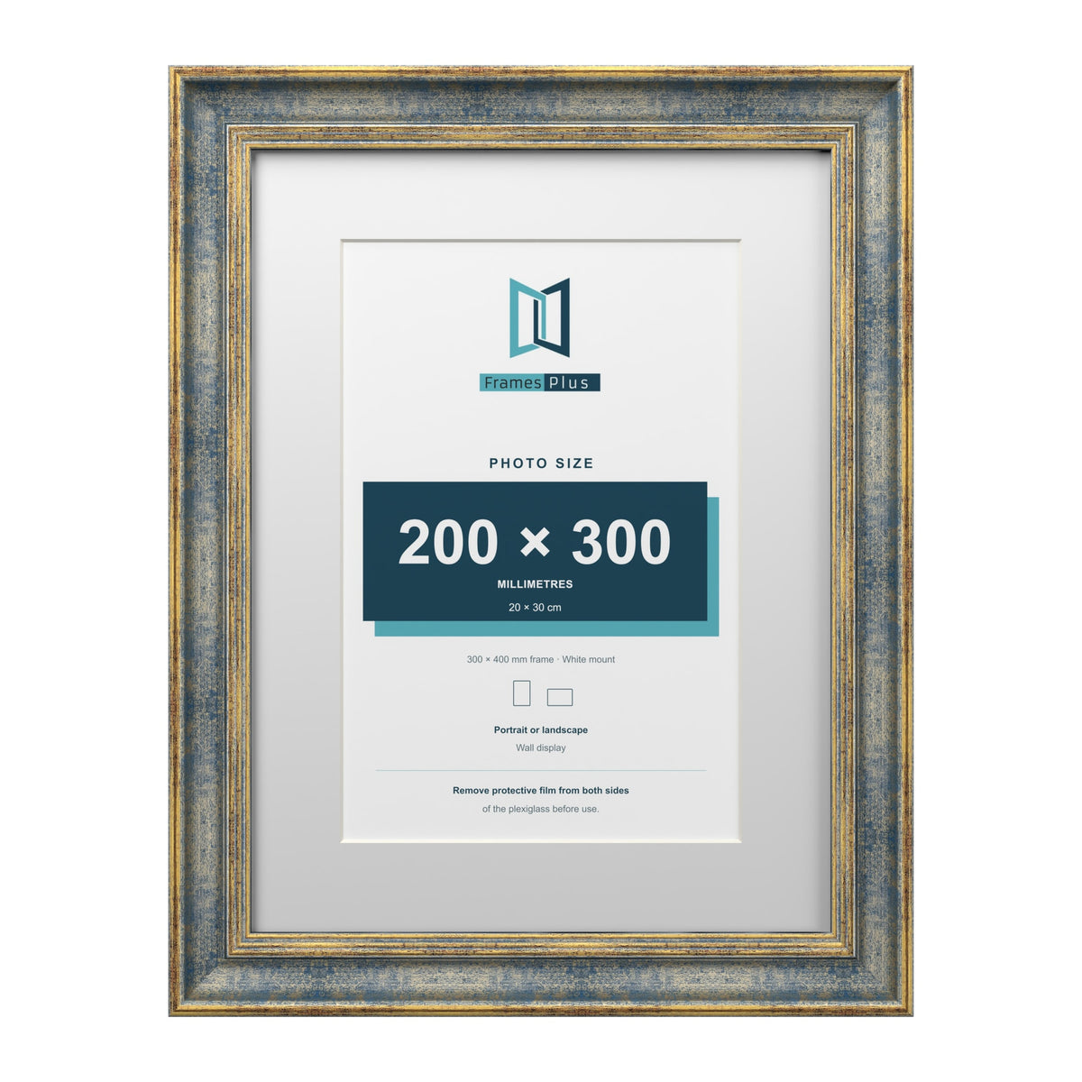 Cassis Blue 40 x 30 cm picture frame with a white mount for a 30 x 20 cm photo