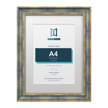 Cassis Blue 40 x 30 cm picture frame with a white mount for an A4 photo