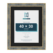 Cassis Blue 50 x 40 cm picture frame with a black mount for a 40 x 30 cm photo