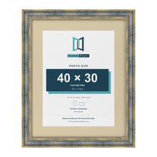Cassis Blue 50 x 40 cm picture frame with an ivory mount for a 40 x 30 cm photo