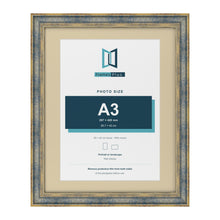 Cassis Blue 50 x 40 cm picture frame with an ivory mount for an A3 photo